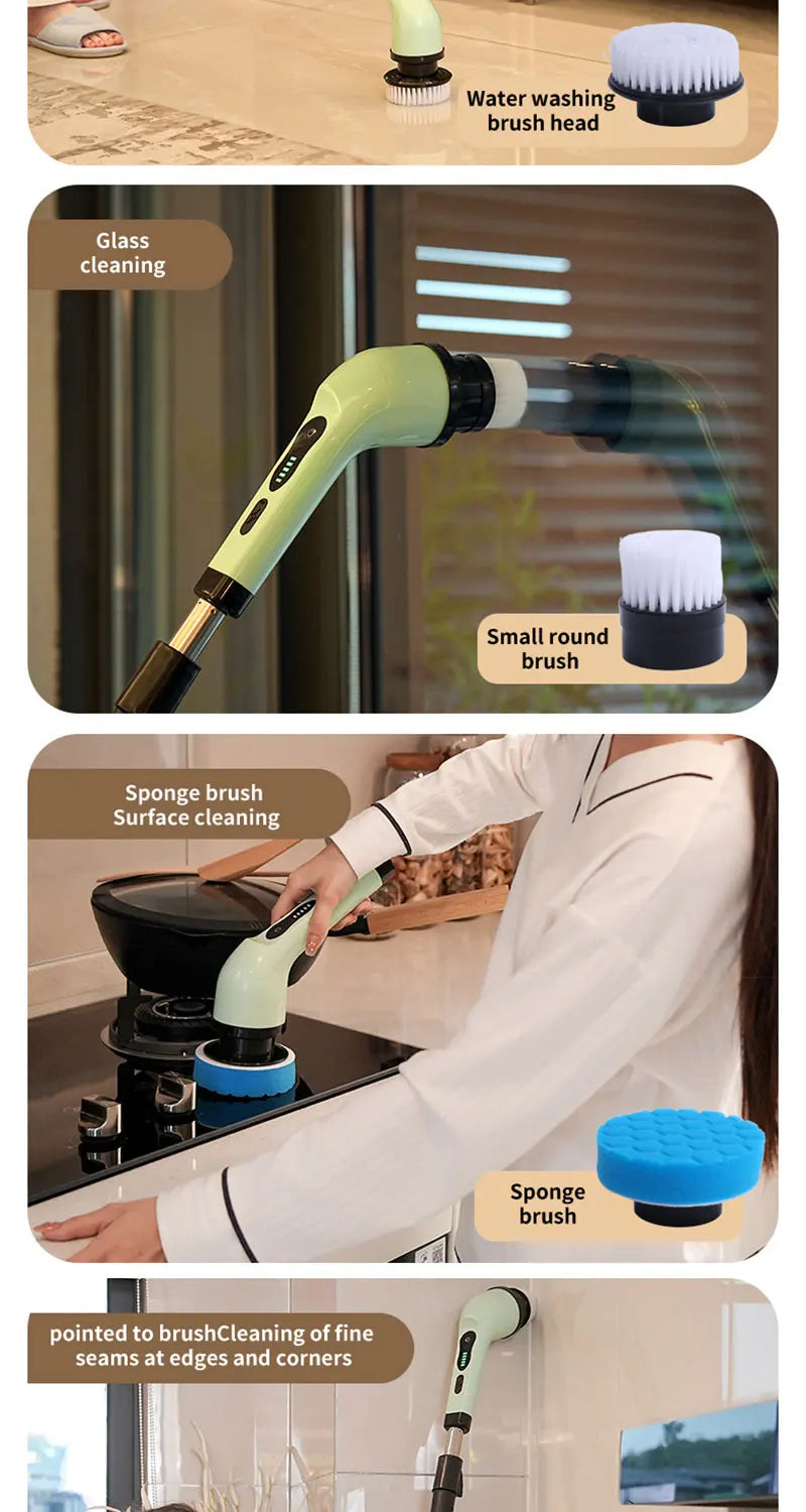 9-in-1 Electric Cleaning Brush Scrubber For Kitchen Bathroom And Much More