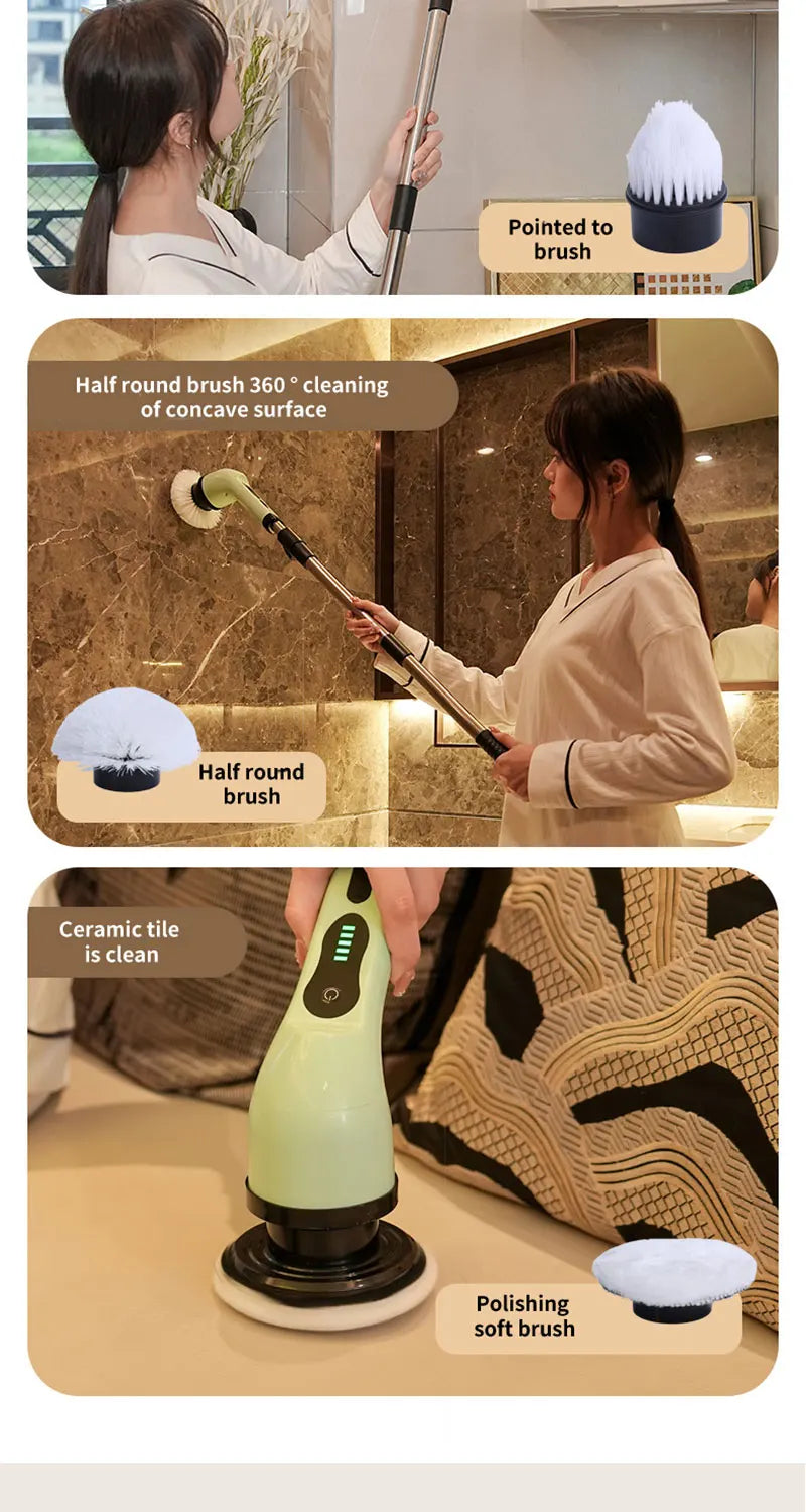 9-in-1 Electric Cleaning Brush Scrubber For Kitchen Bathroom And Much More