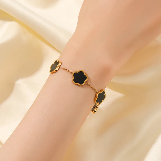 Black Five Leaf Clover Bracelet