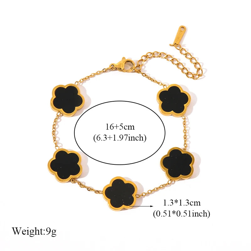 Black Five Leaf Clover Bracelet