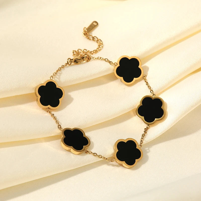 Black Five Leaf Clover Bracelet