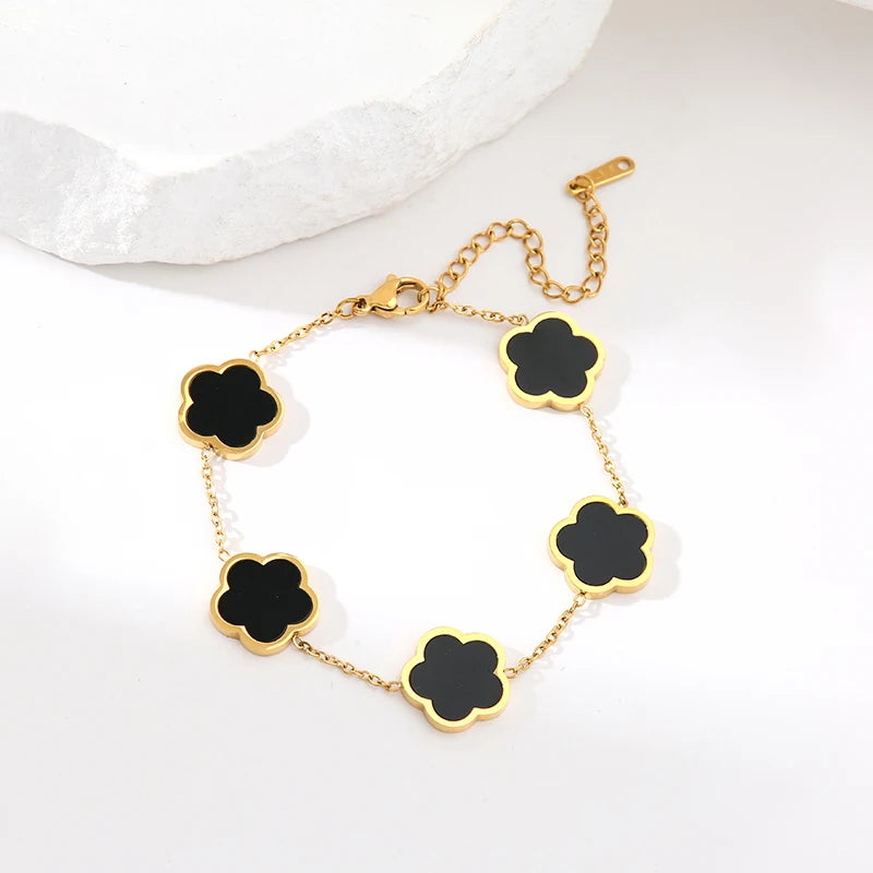 Black Five Leaf Clover Bracelet